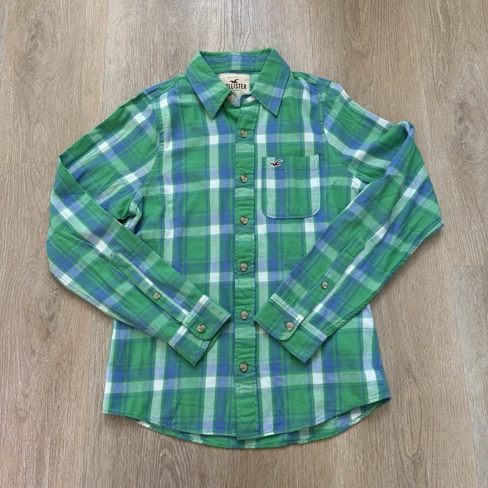 Hollister California Stretch Long Sleeve Plaid‎ Button Down Size Medium Bundle
